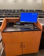 Computer on podium in classroom