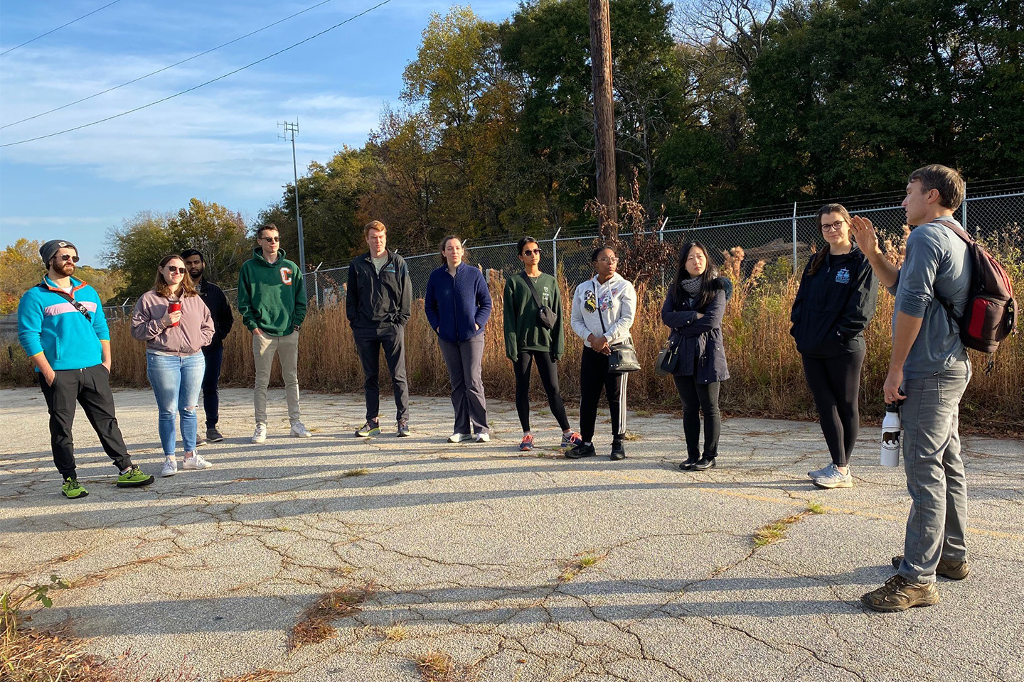 Clinic students attending a tour of the Chattahoochee Brick Site with the Conservation Fund’s Vice President and Regional Director, Stacy Funderburke